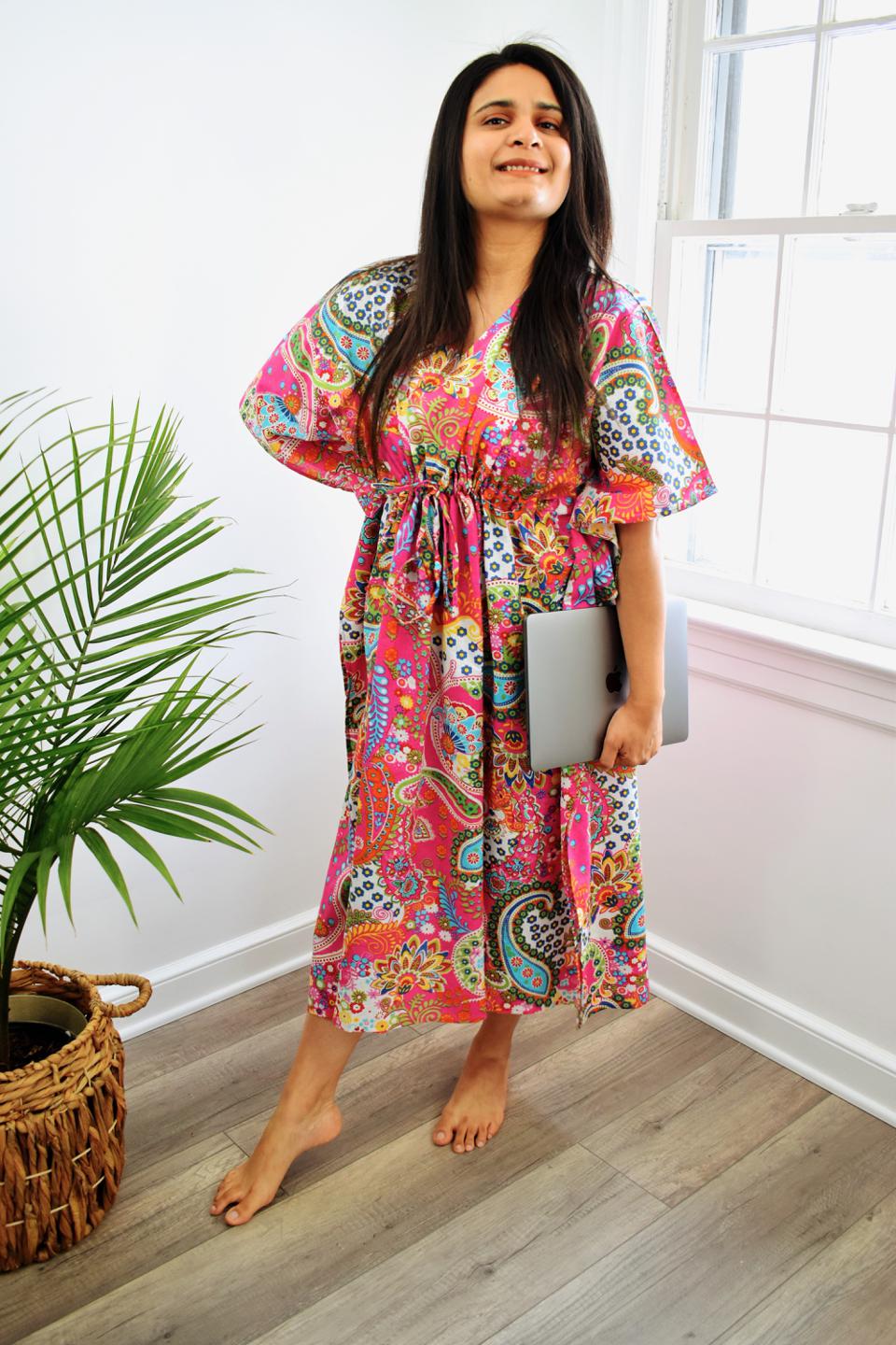 Pink Paisley Short Caftan