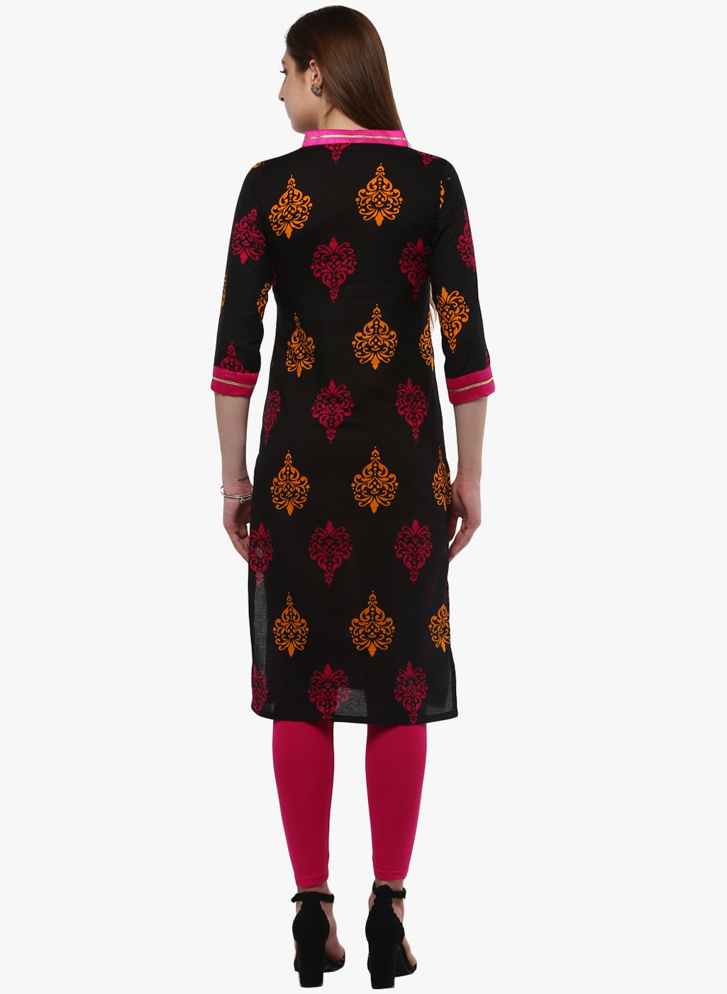 printed-black-cotton-kurti-10001008BK, Women Indian Ethnic Clothing, Cotton Kurta