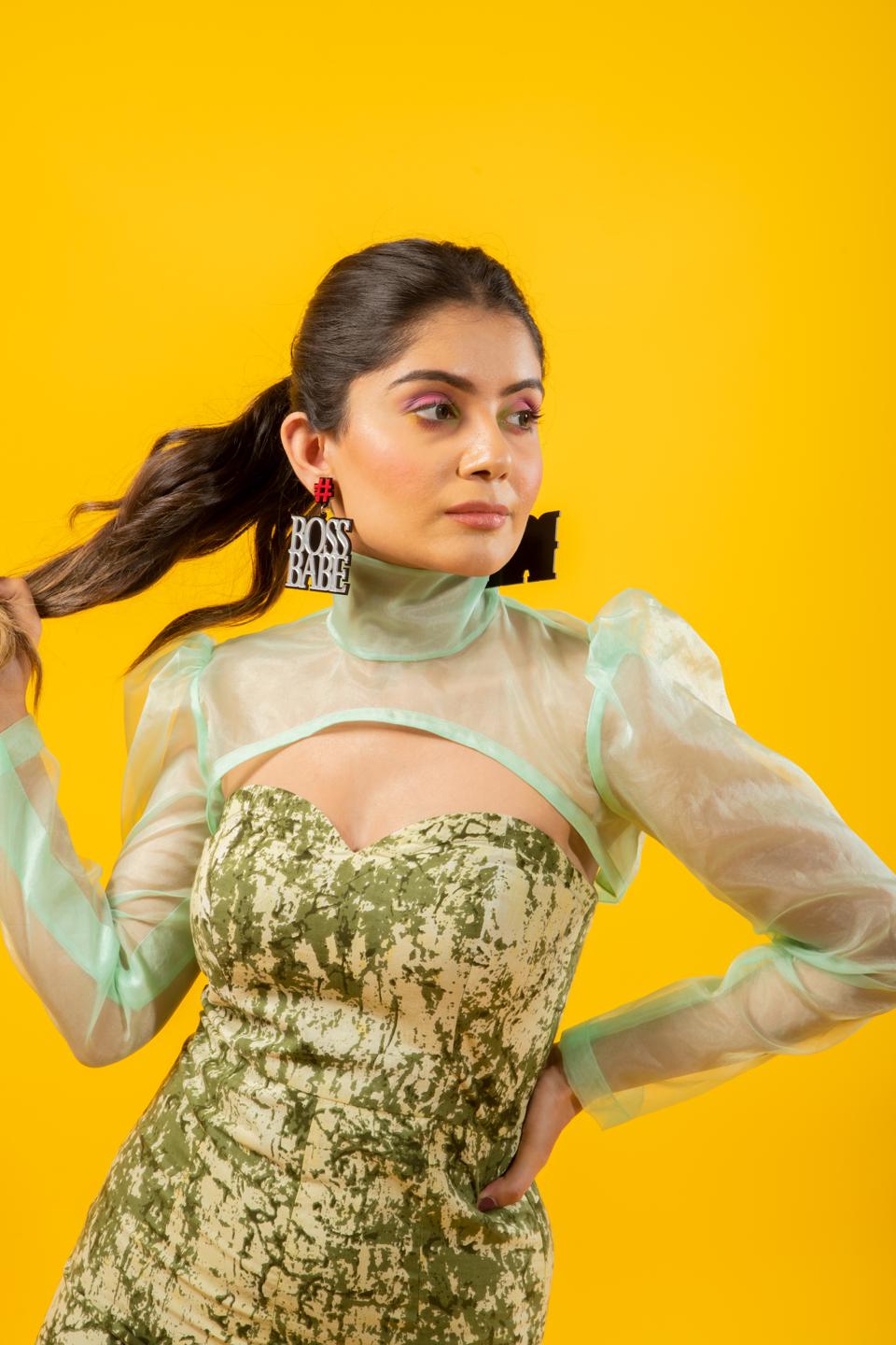 printed-tube-jumpsuit-with-short-organza-shirt-11740097GR, Women Clothing, Rayon Matching Set