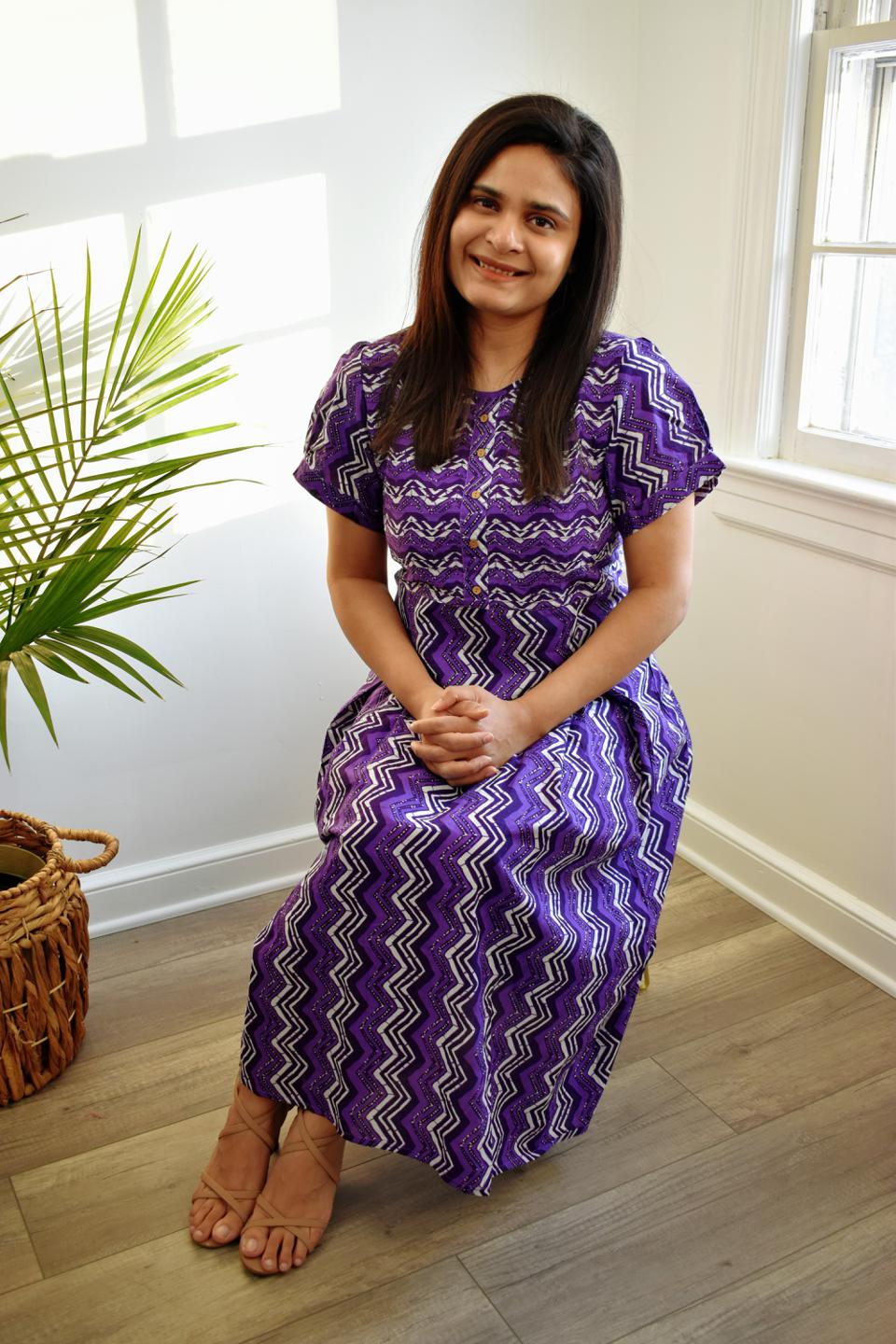 Purple Lehriya Cotton Dress