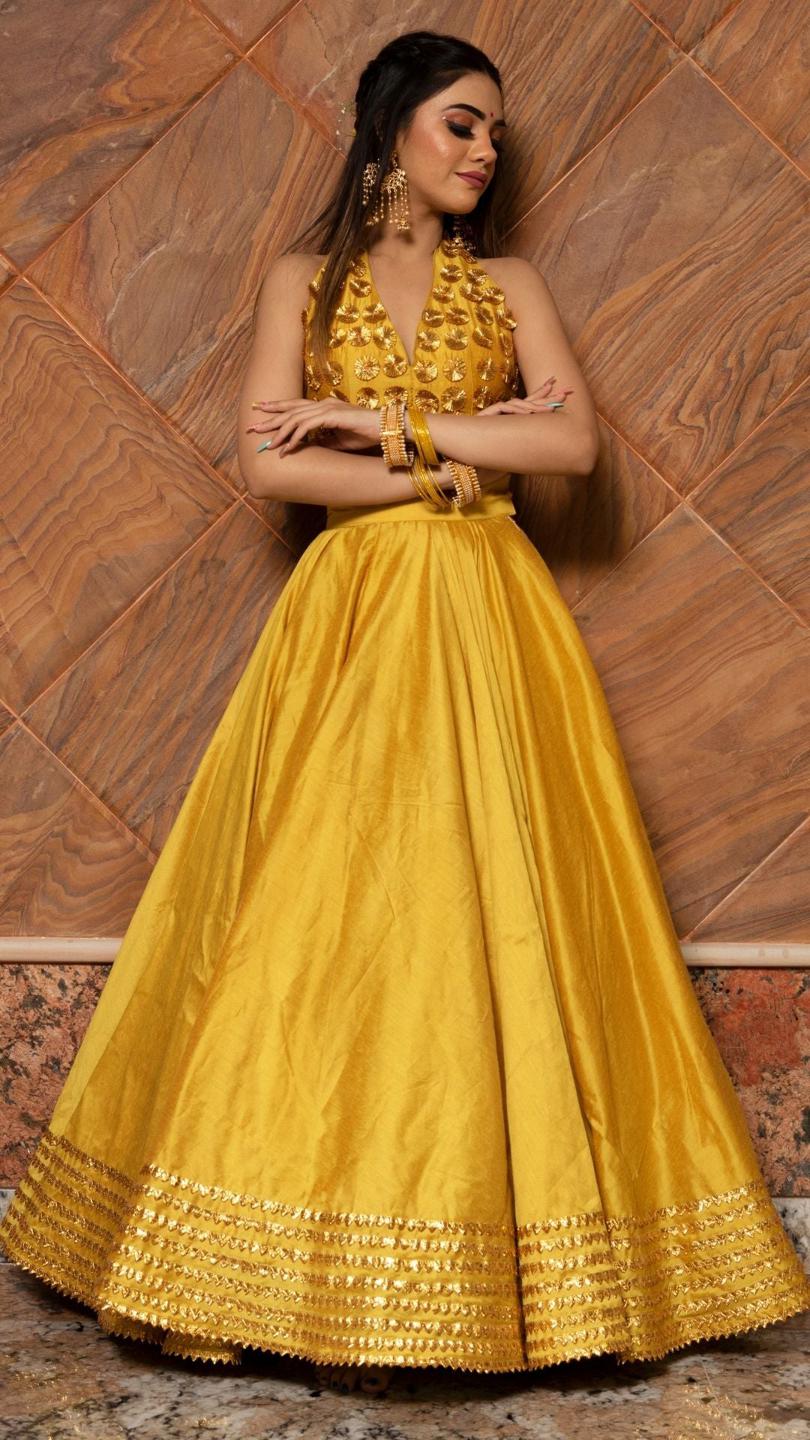 rabia-yellow-cotton-silk-lehenga-set-11423110YL, Women Indian Ethnic Clothing, Cotton Silk Lehenga Choli