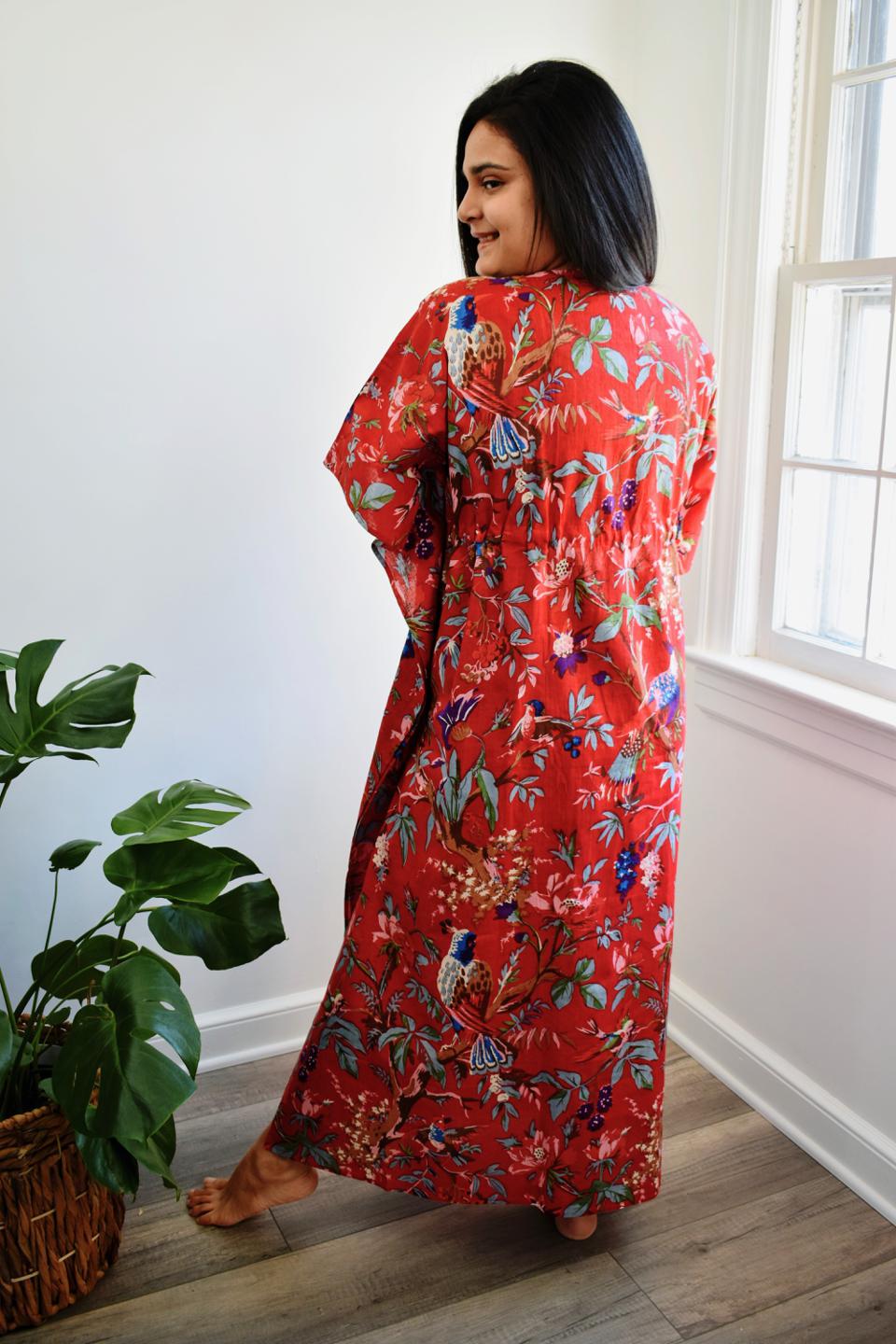 Red Bird Long Caftan
