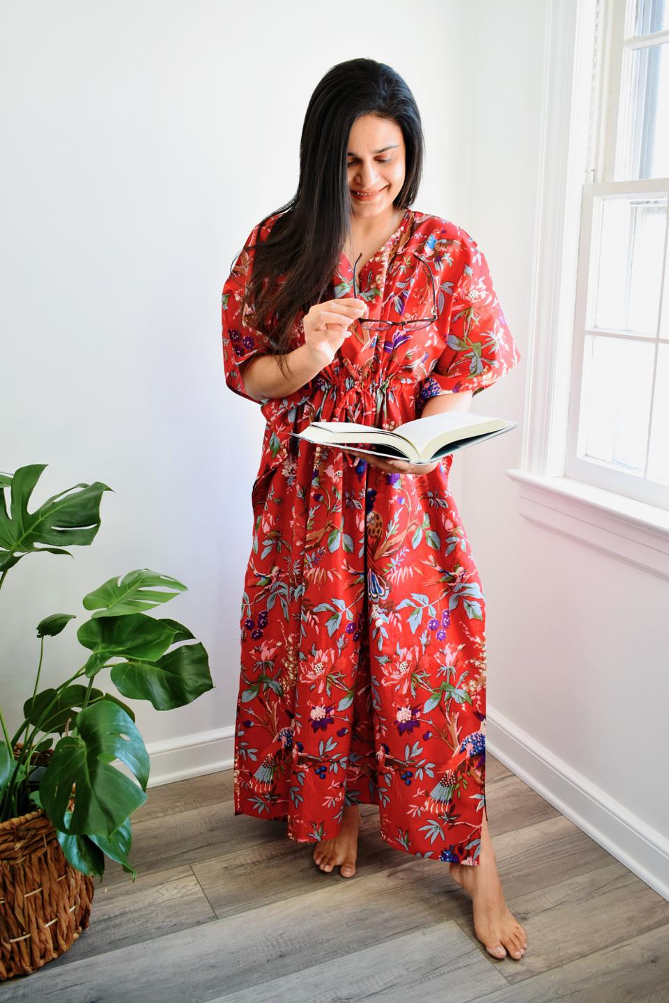 Red Bird Long Caftan