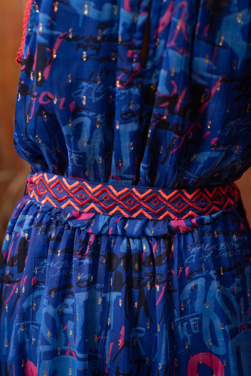 sea-blue-halter-maxi-11804014BL, Women Clothing, Polyester Dress