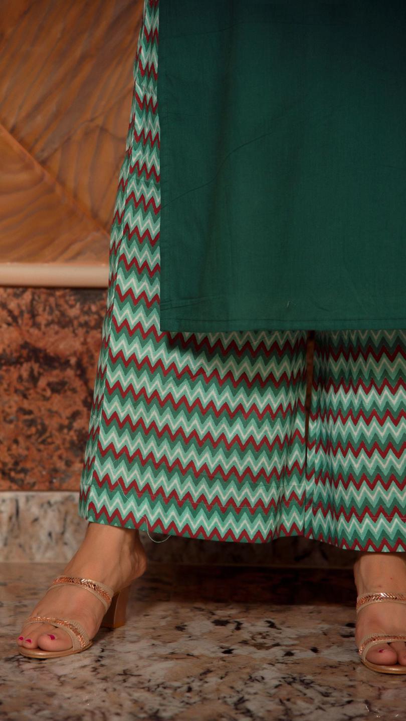 siya-dark-green-cotton-suit-set-11403082GR, Women Indian Ethnic Clothing, Cotton Kurta Set Dupatta