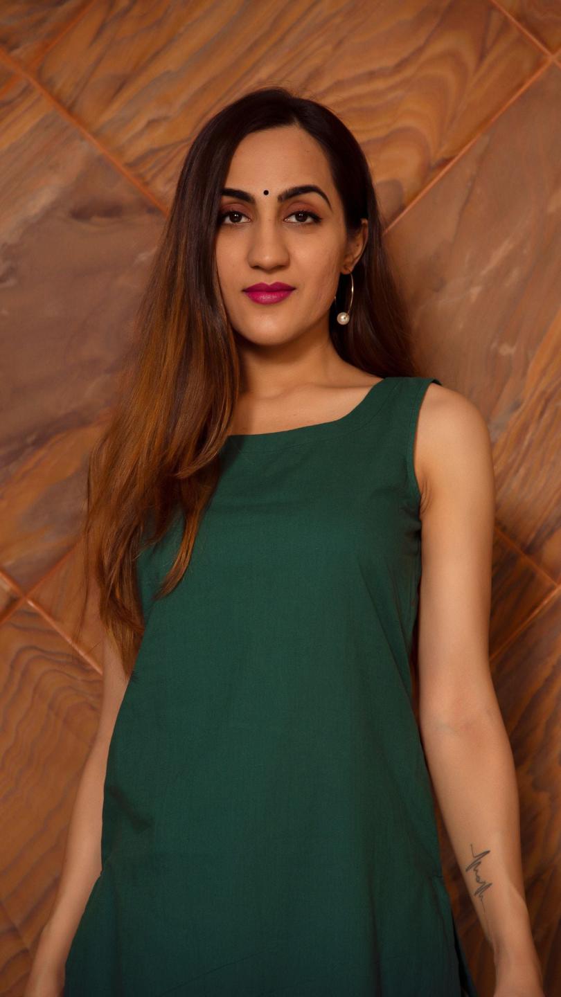 siya-dark-green-cotton-suit-set-11403082GR, Women Indian Ethnic Clothing, Cotton Kurta Set Dupatta