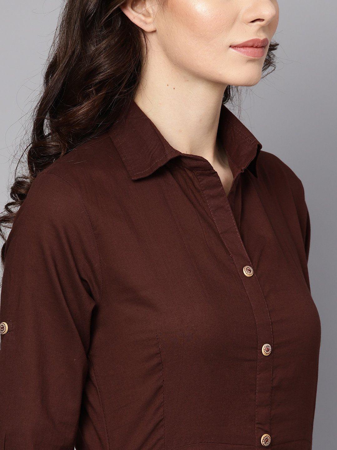 solid-chocolate-brown-maxi-dress-10804006BR, Women Clothing, Cotton Dress