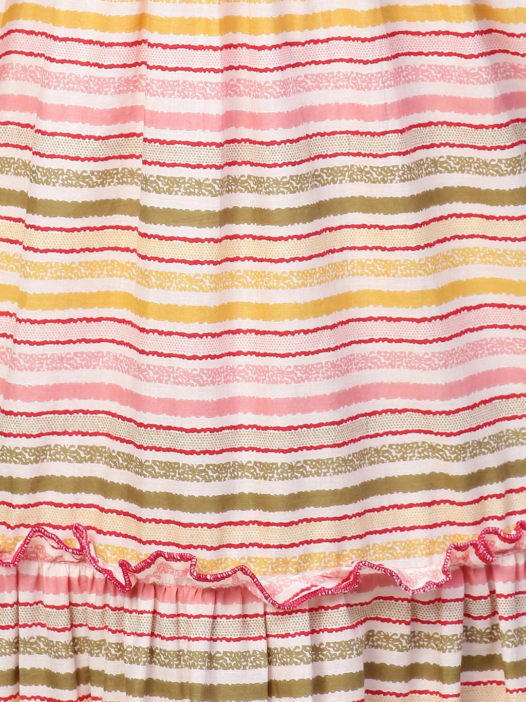 stripes-printed-smocked-tiered-flared-maxi-dress-10304009ML, Women Clothing, Cotton Dress