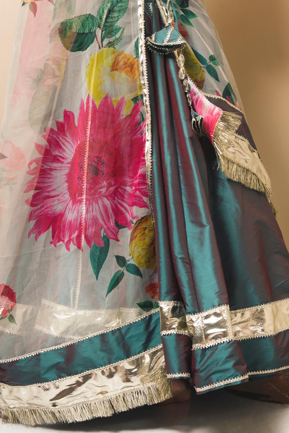 taffeta-silk-green-lehenga-11423051GR, Women Indian Ethnic Clothing, Silk Lehenga Choli