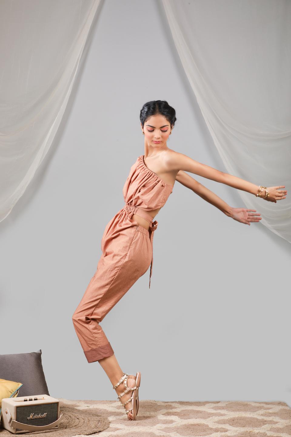 toasted-almonnd-cross-shoulder-jumpsuit-11724076BR, Women Clothing, Cotton Jumpsuit