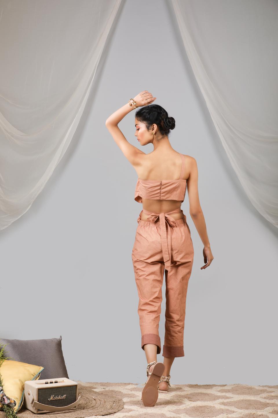 toasted-almonnd-cross-shoulder-jumpsuit-11724076BR, Women Clothing, Cotton Jumpsuit