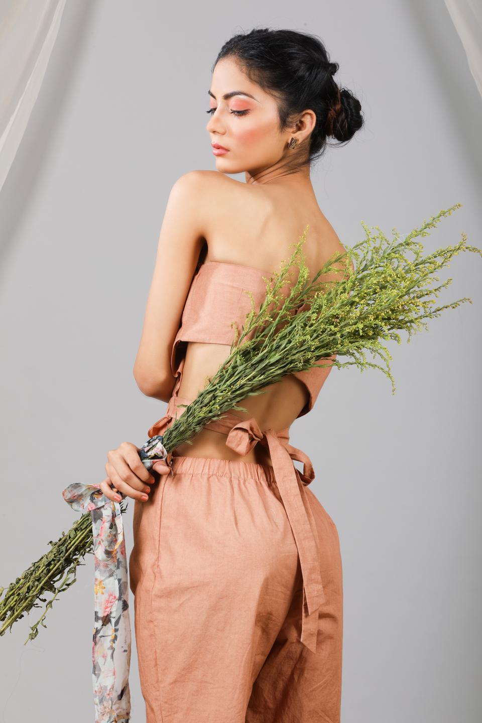 toasted-almonnd-cross-shoulder-jumpsuit-11724076BR, Women Clothing, Cotton Jumpsuit