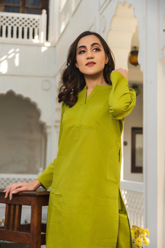 tulip-green-kurta-pant-set-11436063GR, Women Clothing, Cotton Sleep Set