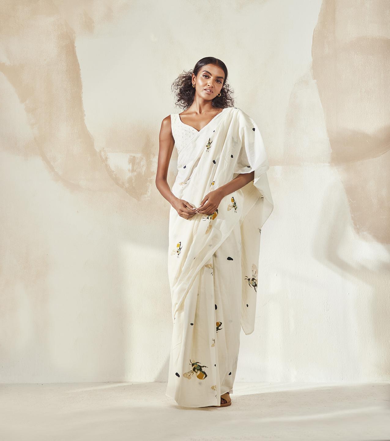 white-printed-mulmul-saree-with-pre-stitched-cotton-blouse-11922066WH, Women Clothing, Mulmul Saree