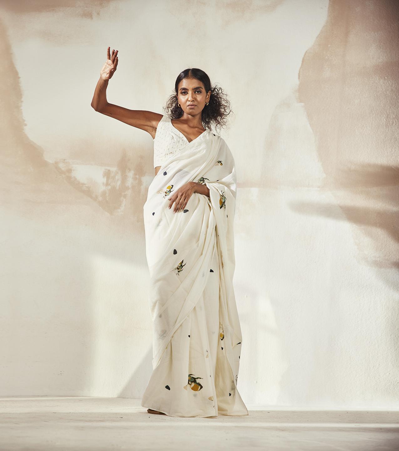 white-printed-mulmul-saree-with-pre-stitched-cotton-blouse-11922066WH, Women Clothing, Mulmul Saree