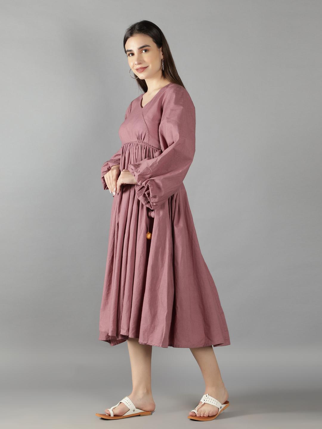 wistful-mauve-long-skater-dress-11704108PK, Women Clothing, Cotton Dress