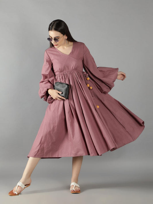 wistful-mauve-long-skater-dress-11704108PK, Women Clothing, Cotton Dress