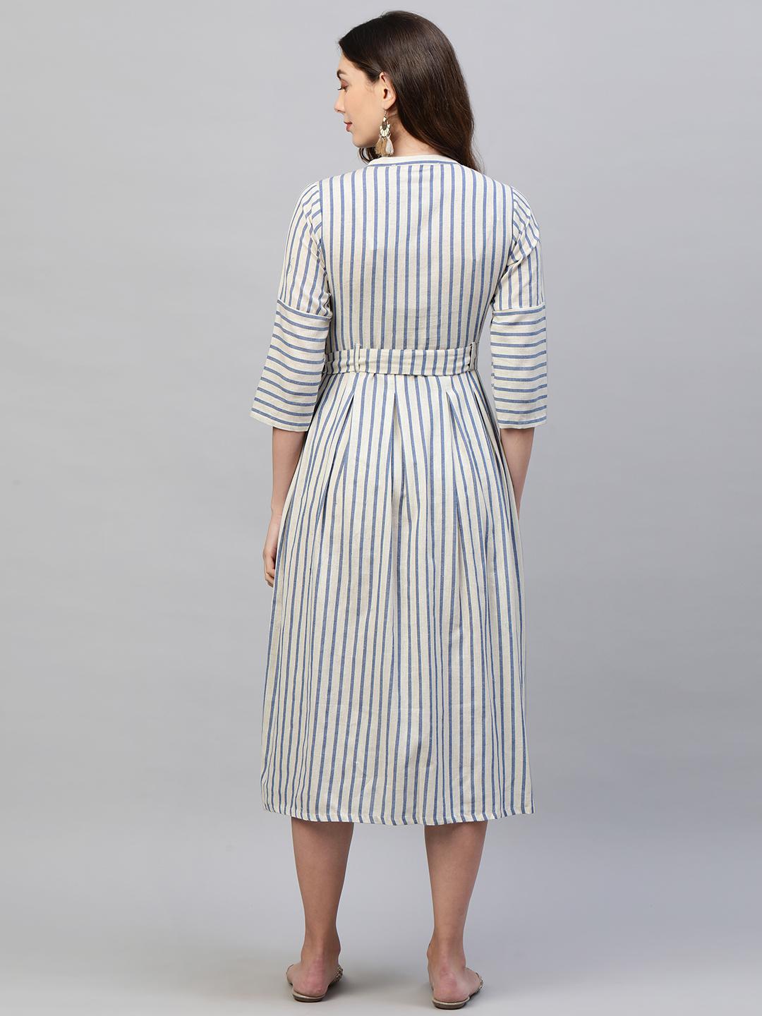 woven-striped-a-line-maxi-dress-with-a-fabric-belt-10304018BG, Women Clothing, Cotton Dress