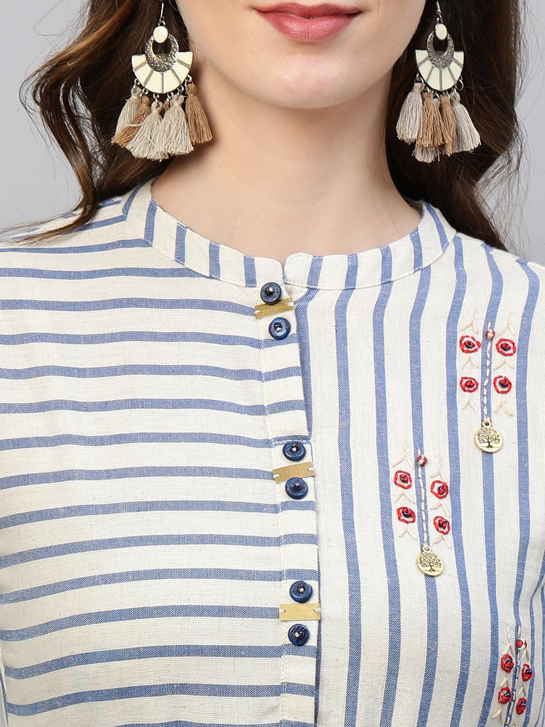 woven-striped-a-line-maxi-dress-with-a-fabric-belt-10304018BG, Women Clothing, Cotton Dress