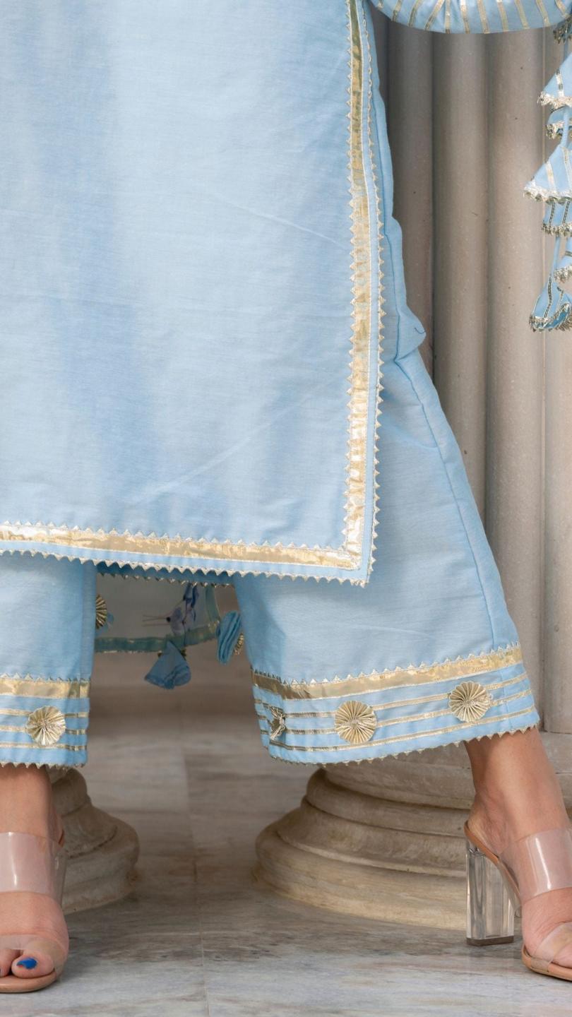 zaara-blue-suit-set-11403072BL, Women Indian Ethnic Clothing, Cotton Silk Kurta Set Dupatta