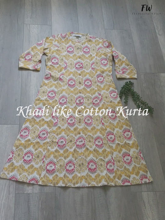 Yellow A-Line Khadi Kurta