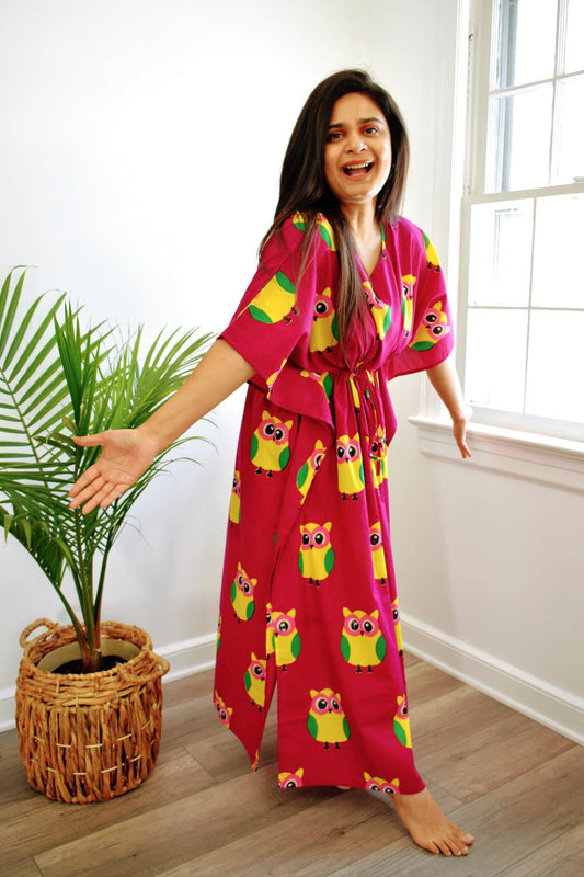 Magenta Owl Long Caftan