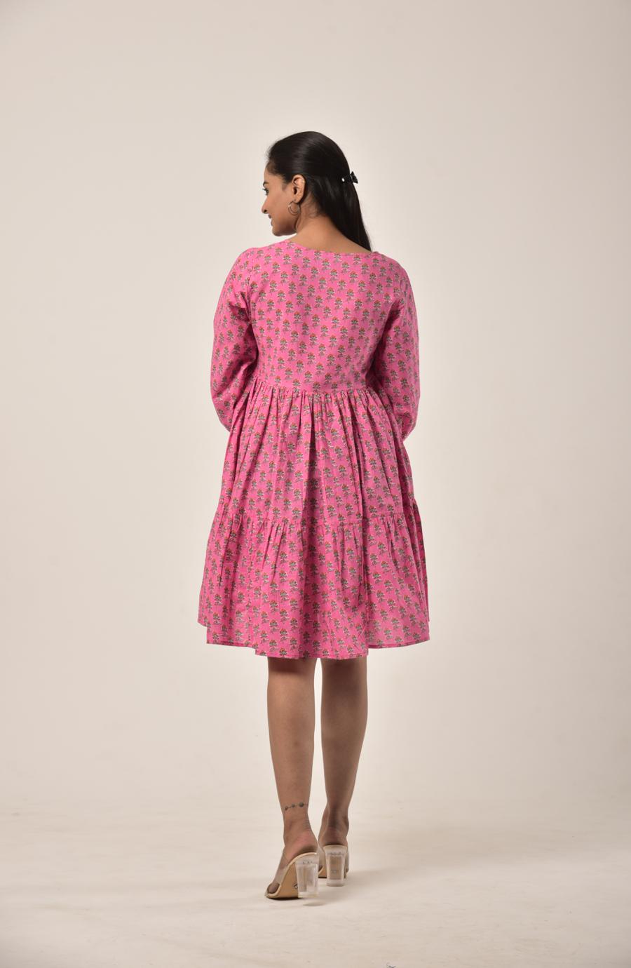 Pink Booti Tiered Short Dress