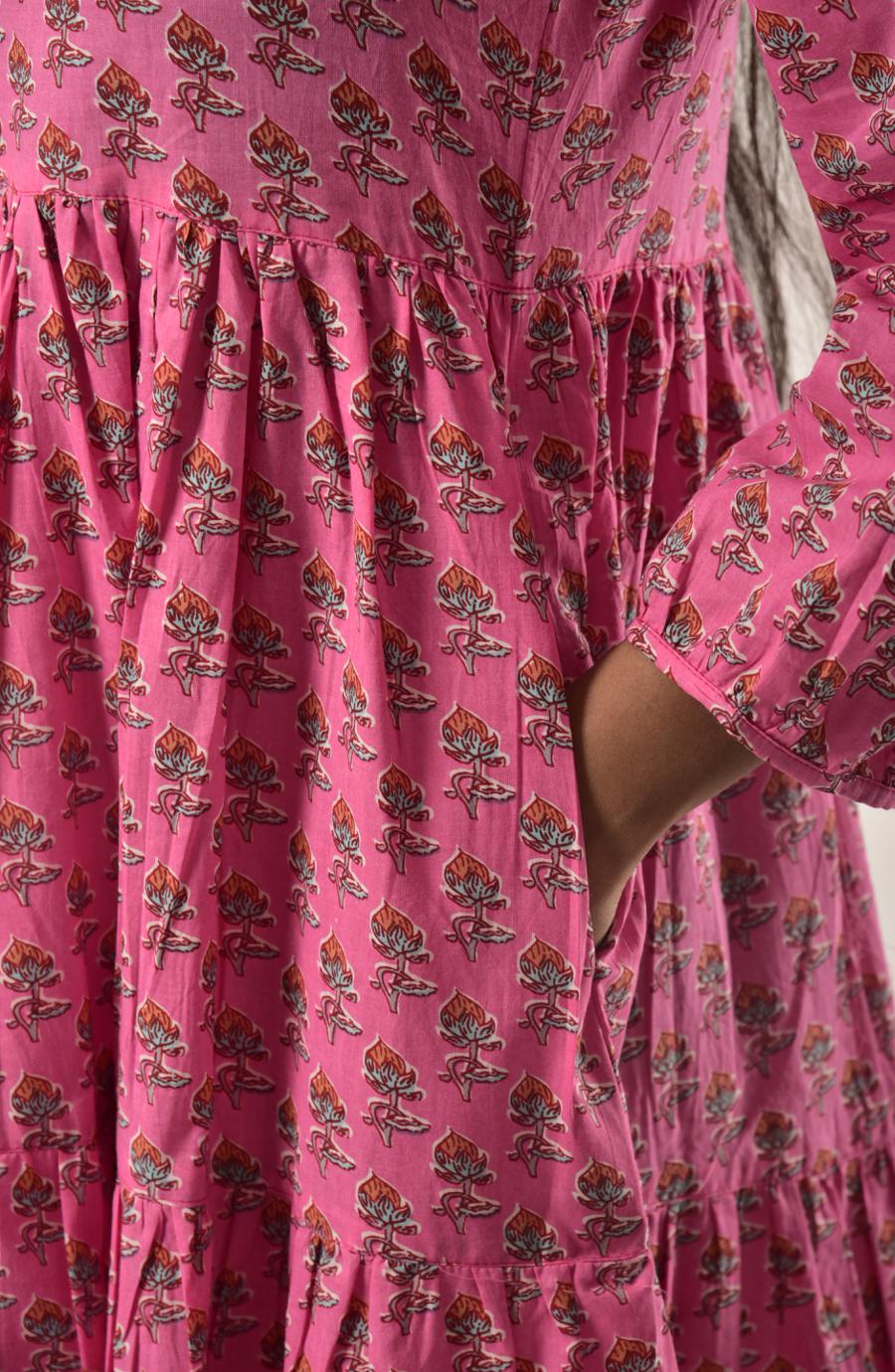 Pink Booti Tiered Short Dress