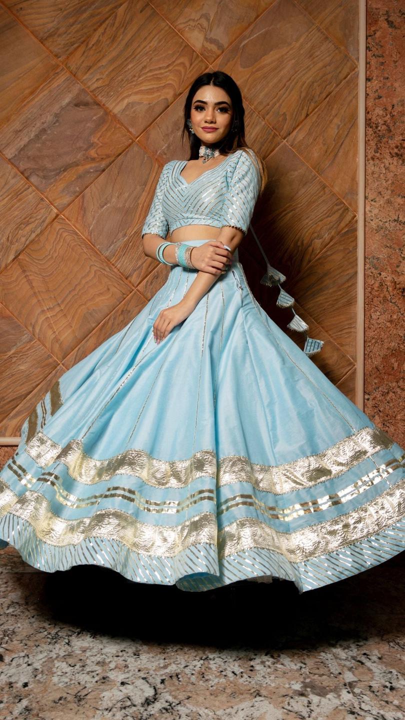 ayesha-blue-cotton-silk-lehenga-set-11423036BL, Women Indian Ethnic Clothing, Cotton Silk Lehenga Choli