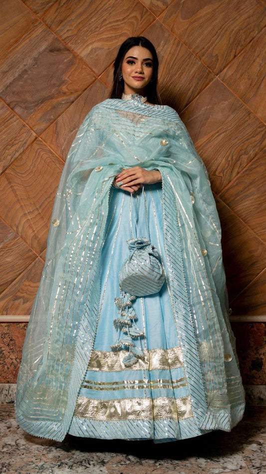 ayesha-blue-cotton-silk-lehenga-set-11423036BL, Women Indian Ethnic Clothing, Cotton Silk Lehenga Choli