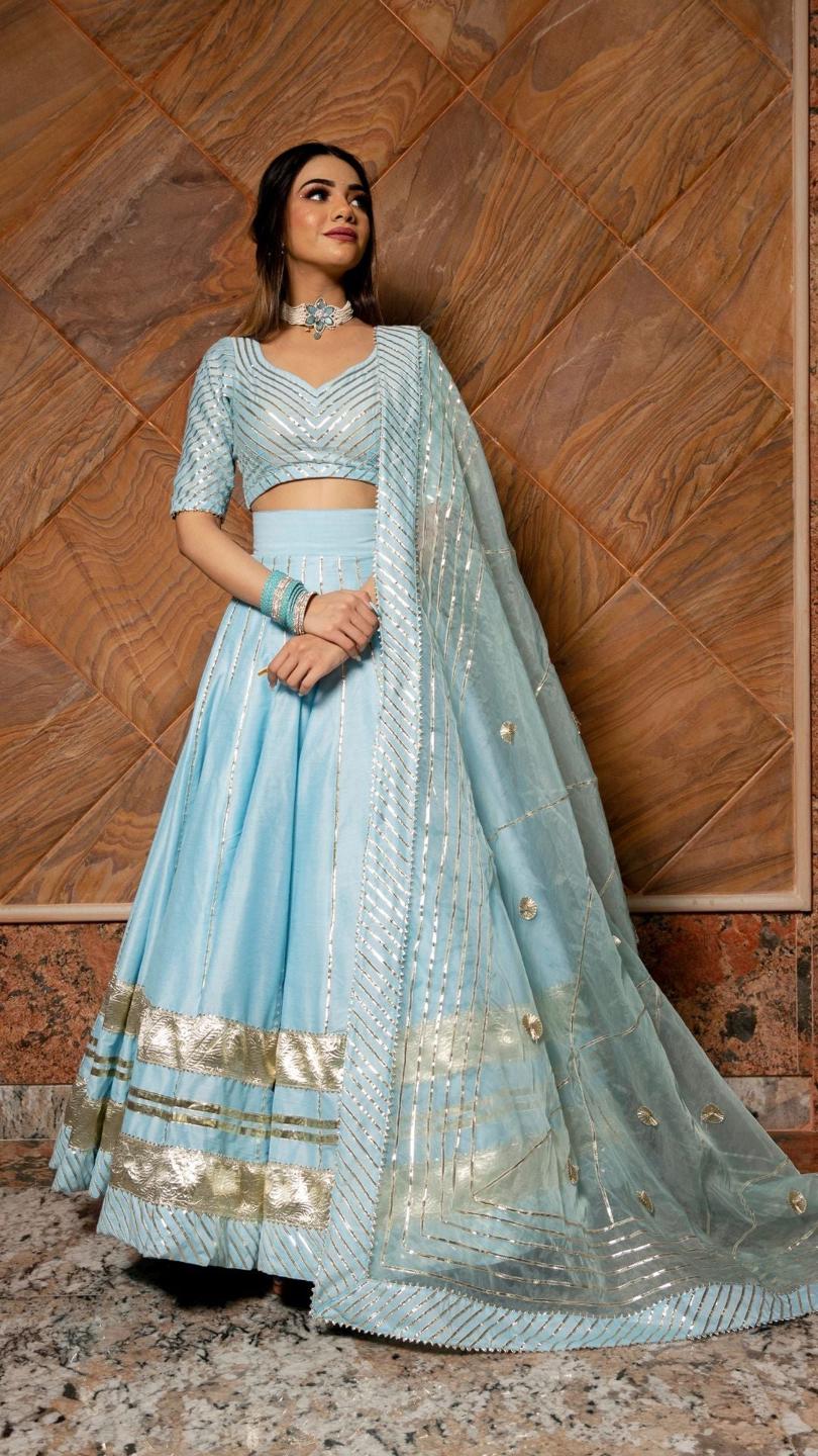 ayesha-blue-cotton-silk-lehenga-set-11423036BL, Women Indian Ethnic Clothing, Cotton Silk Lehenga Choli