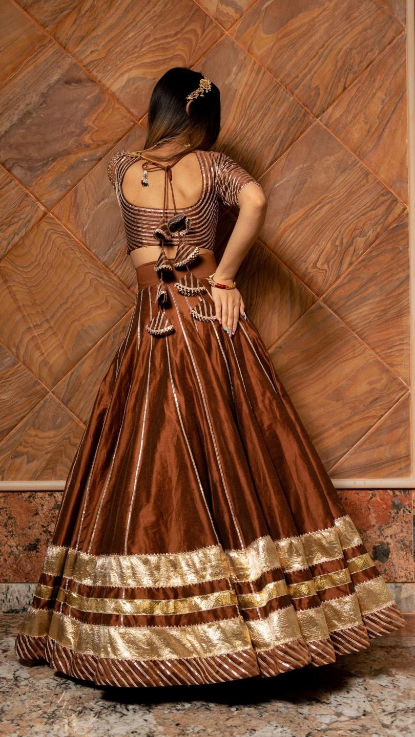bani-thani-brown-cotton-silk-lehenga-set-11423038BR, Women Indian Ethnic Clothing, Cotton Silk Lehenga Choli