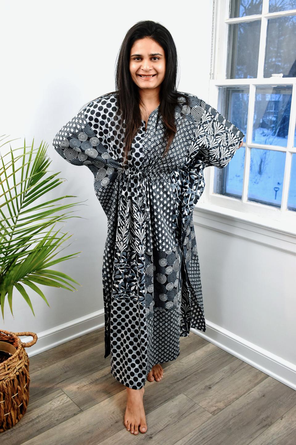 Black and White Long Caftan