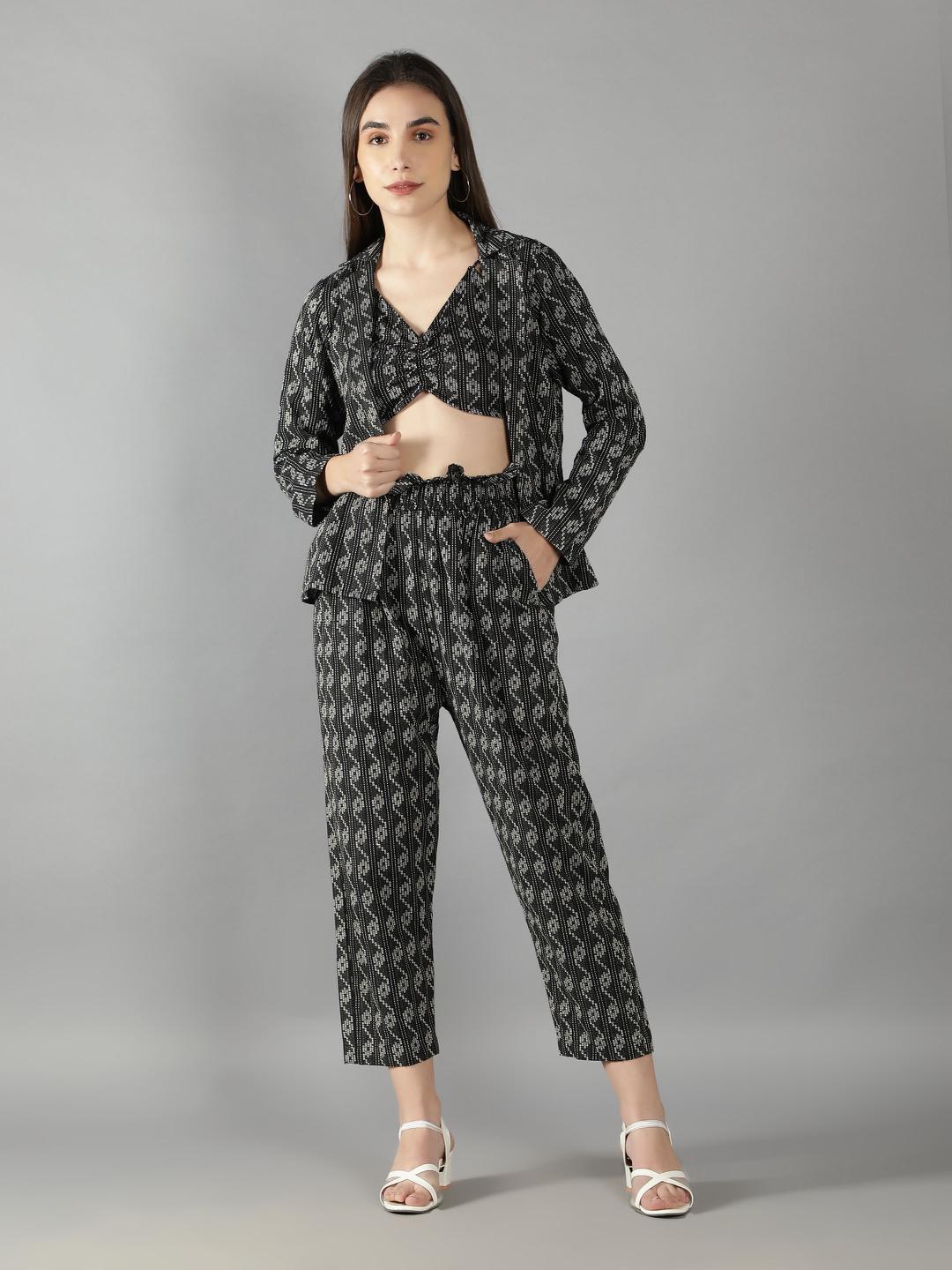 black-beauty-kantha-pant-suit-with-black-kantha-bustier-11740116BK, Women Clothing, Cotton Matching Set