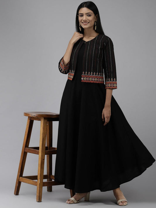 Buy SANCIA Women Georgette Kurta Palazzo Set For Women & Girls | Ethnic Wear  For Women | Indian Dress For Women | Kurta Set With Dupatta | Floral  Embroidered Kurta (Black) (L)