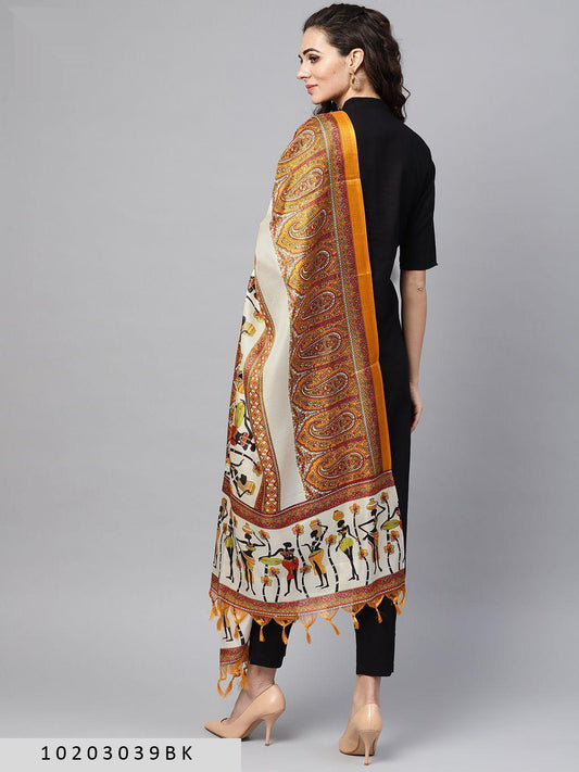 black-kurta-with-pants-bhagalpuri-dupatta-10203039BK, Women Indian Ethnic Clothing, Cotton Kurta Set Dupatta