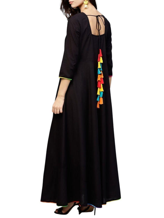 black-maxi-dress-10204012BK, Women Indian Ethnic Clothing, Cotton Dress