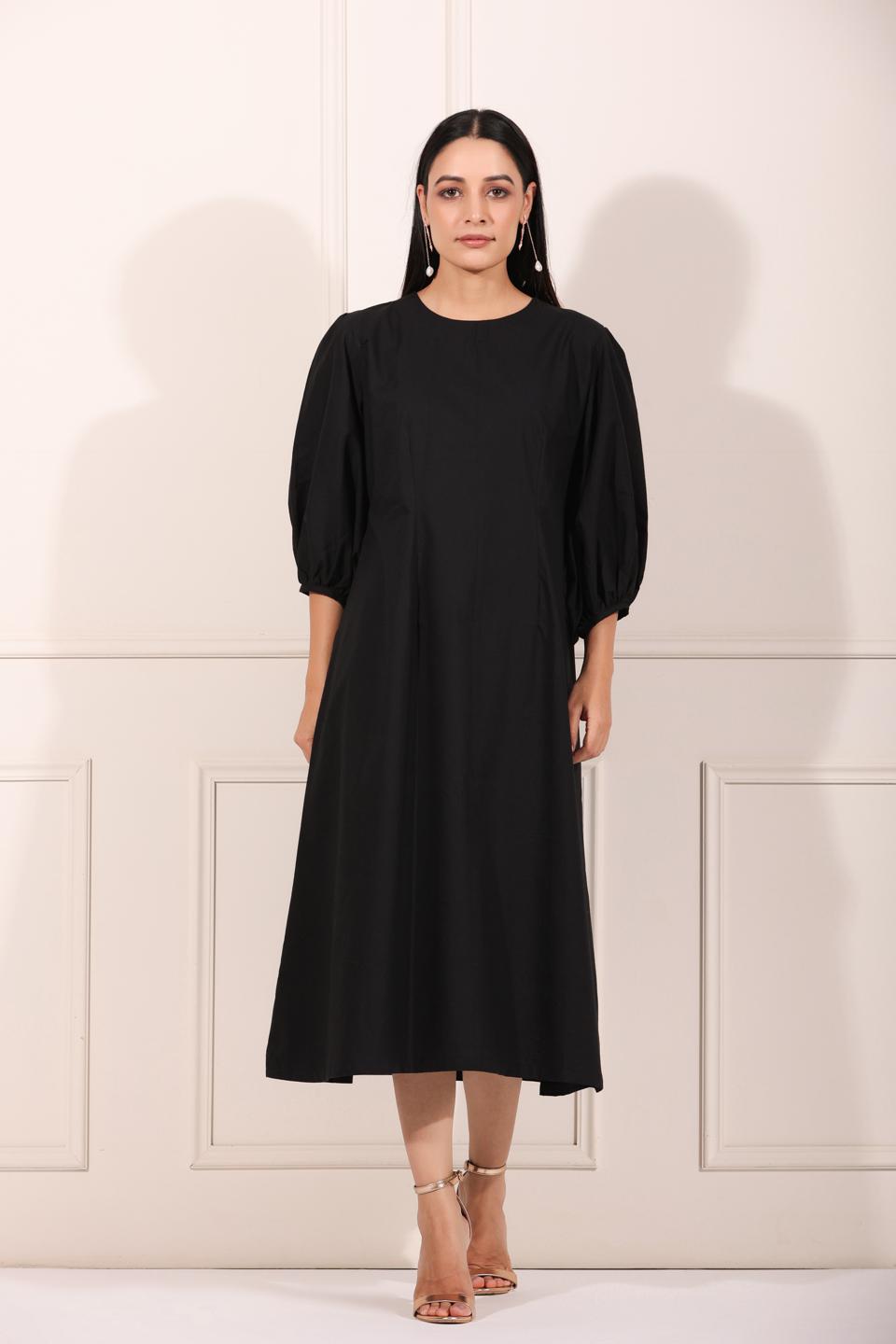 black-midi-dress-11604007BK, Women Clothing, Cotton Dress