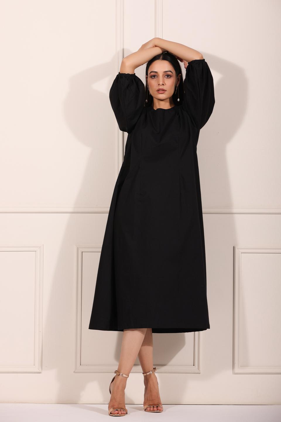 black-midi-dress-11604007BK, Women Clothing, Cotton Dress