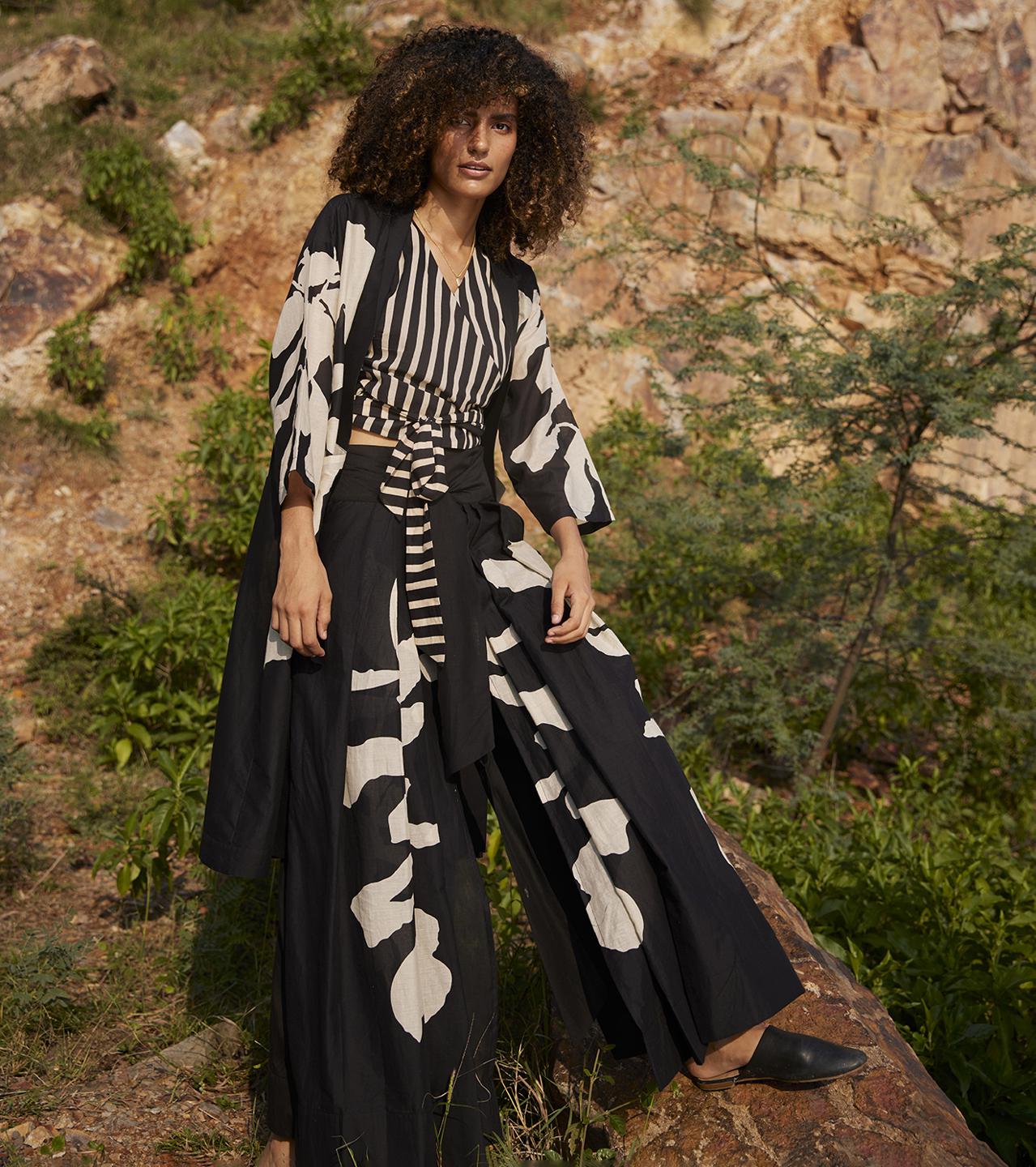 black-off-white-printed-cotton-overlay-11944008BK, Women Clothing, Cotton Shrug