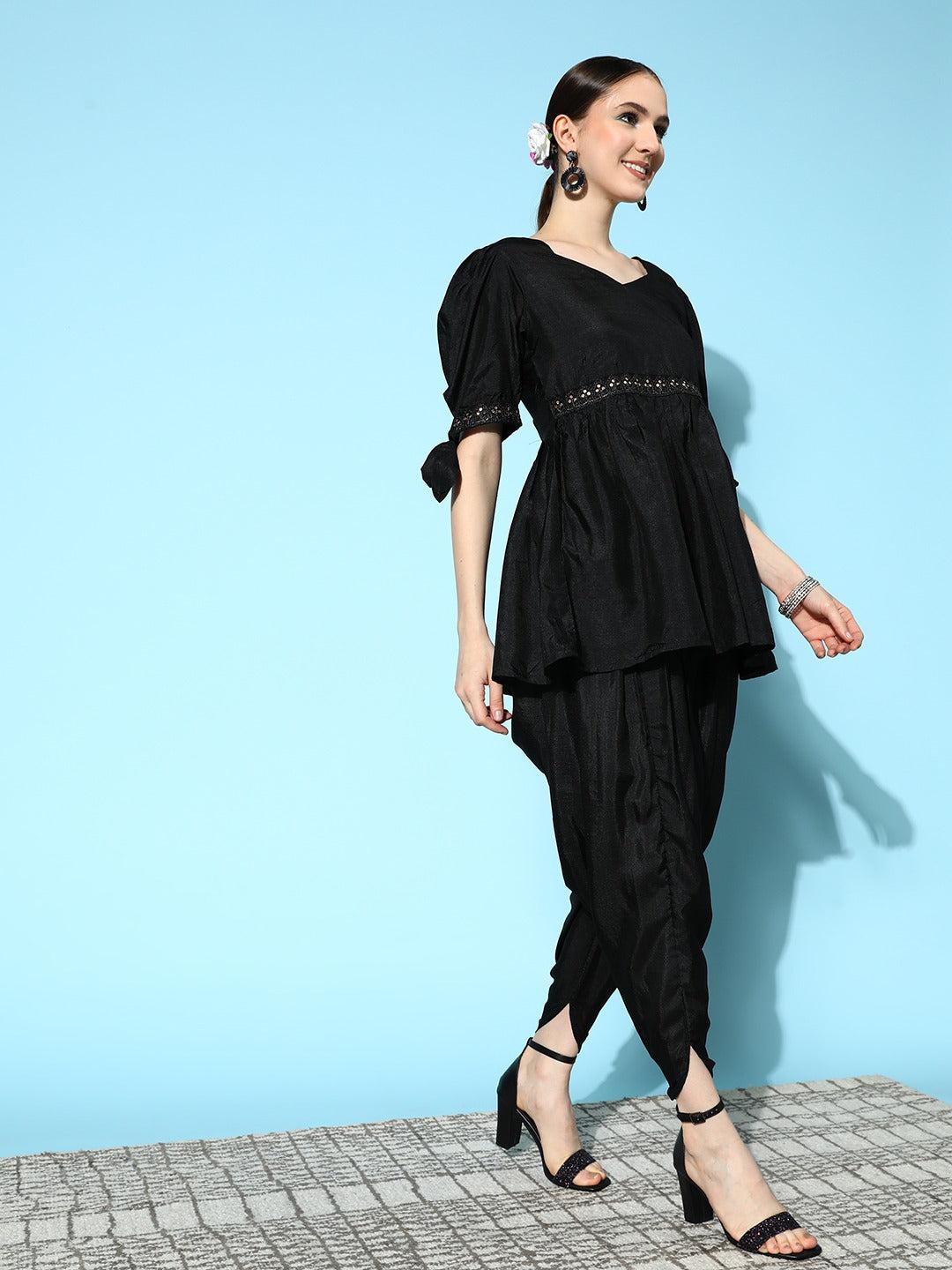 Buy Disha Kahai Blue Satin Silk Tiedye Pattern Peplum Top And Dhoti Pant  Set Online  Aza Fashions