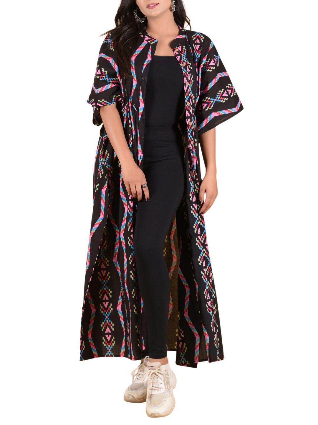 black-zigzag-3in1-caftan-dress-10921042BK, Women Clothing, Cotton Caftan, Cotton Black ZigZag 3in1 Caftan Dress