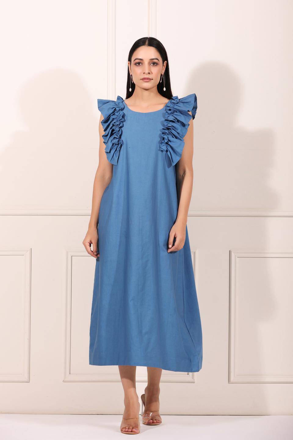 blooming-midi-dress-11604006BL, Women Clothing, Cotton Dress