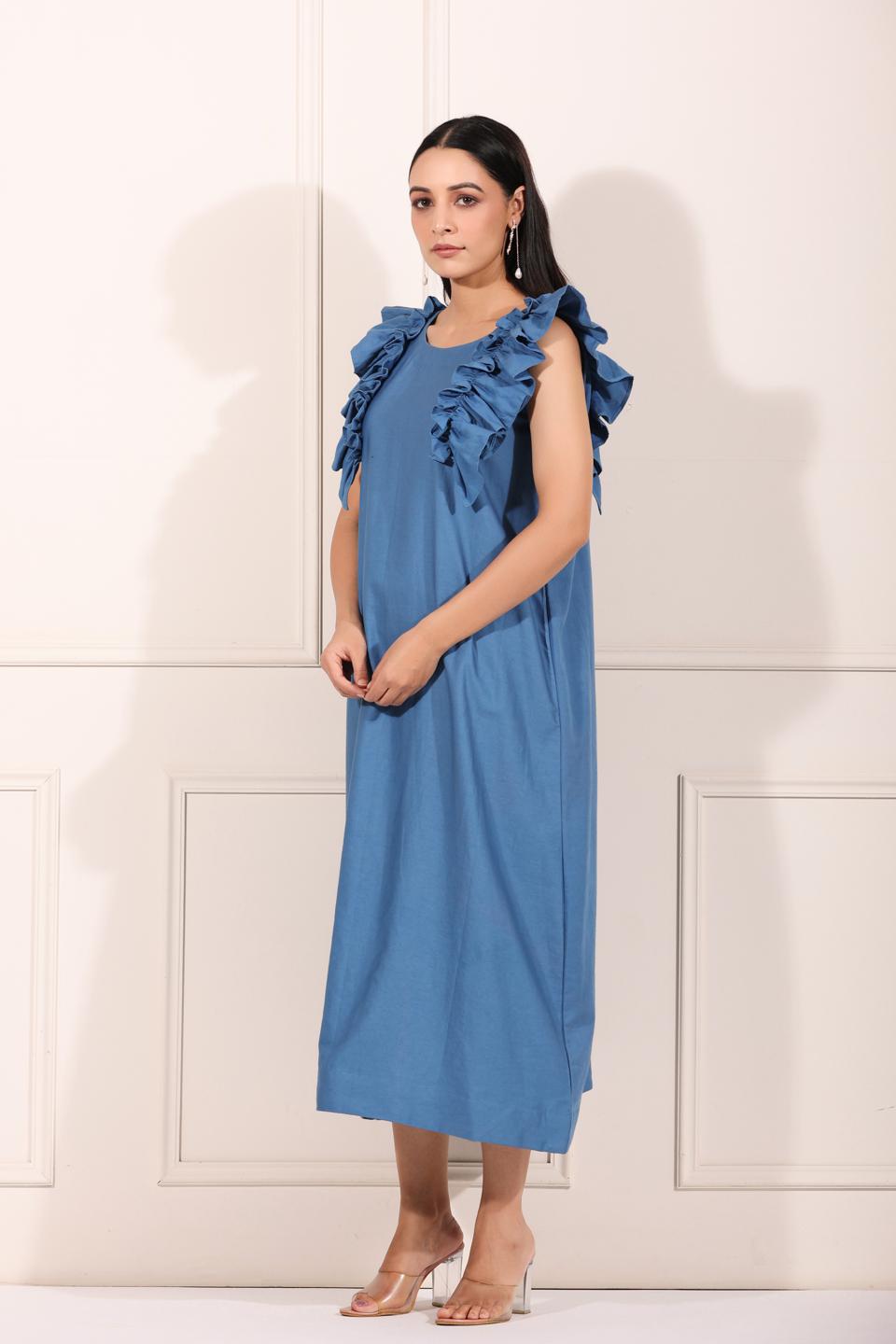 blooming-midi-dress-11604006BL, Women Clothing, Cotton Dress