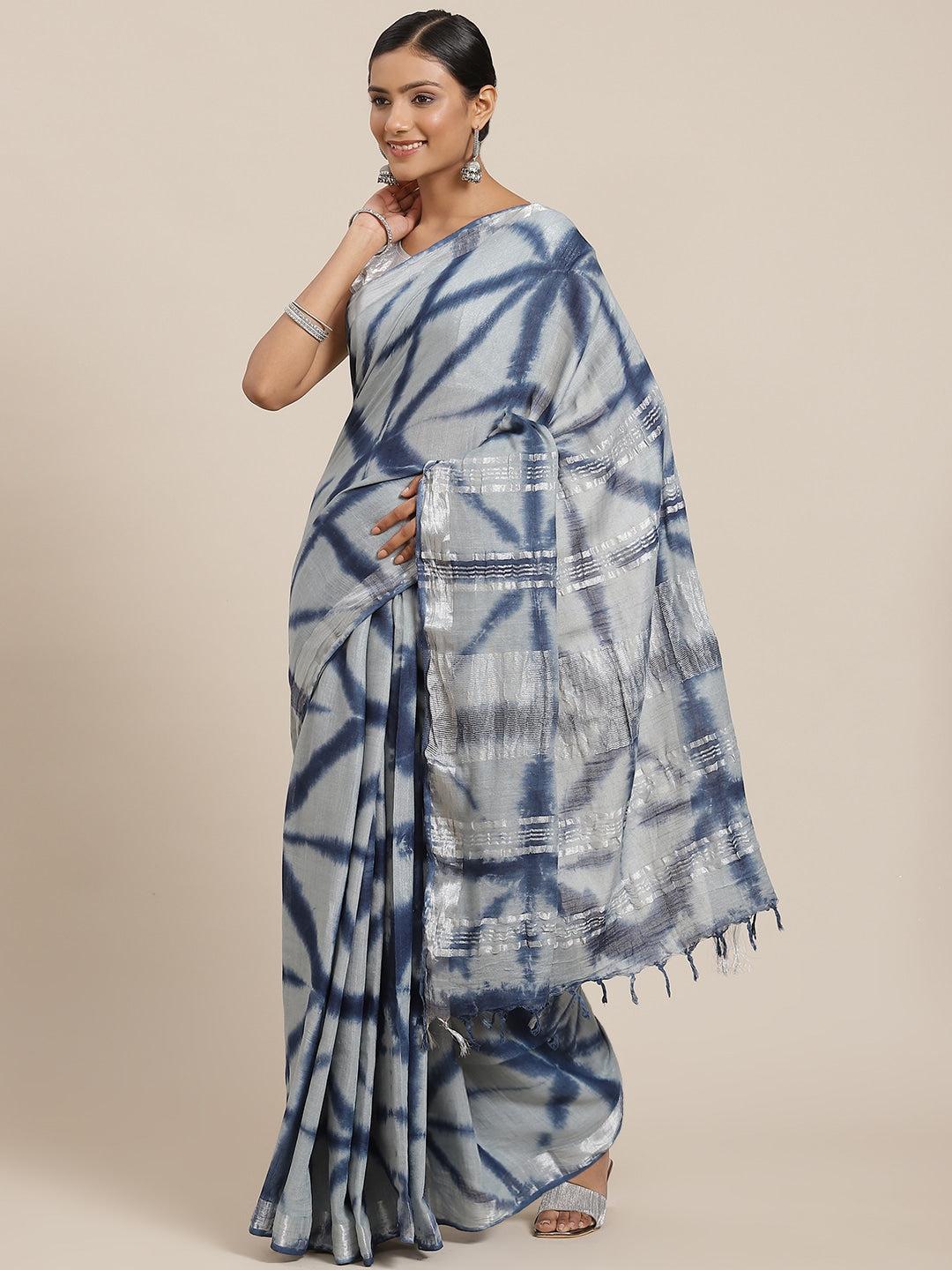 blue-tie-and-dye-saree-10122063BL, Women Indian Ethnic Clothing, Cotton Saree