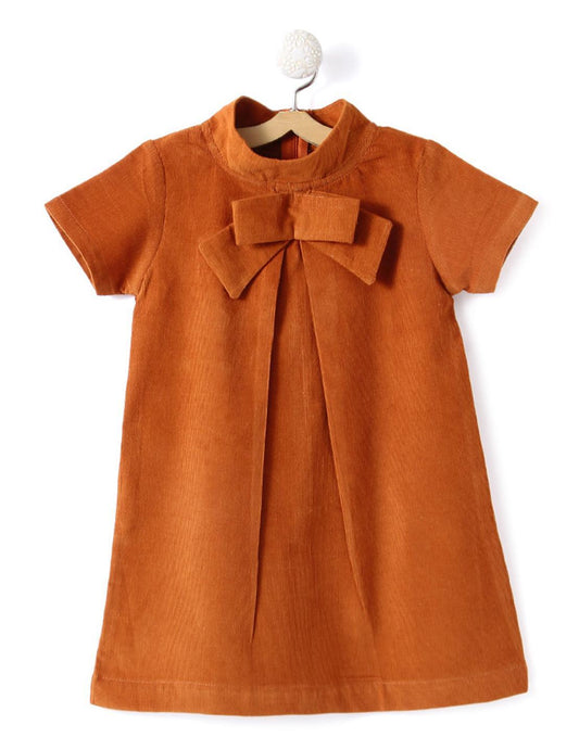 brown-dress-with-cute-bow-10510032OR, Kids Clothing, Corduroy Girl Dress