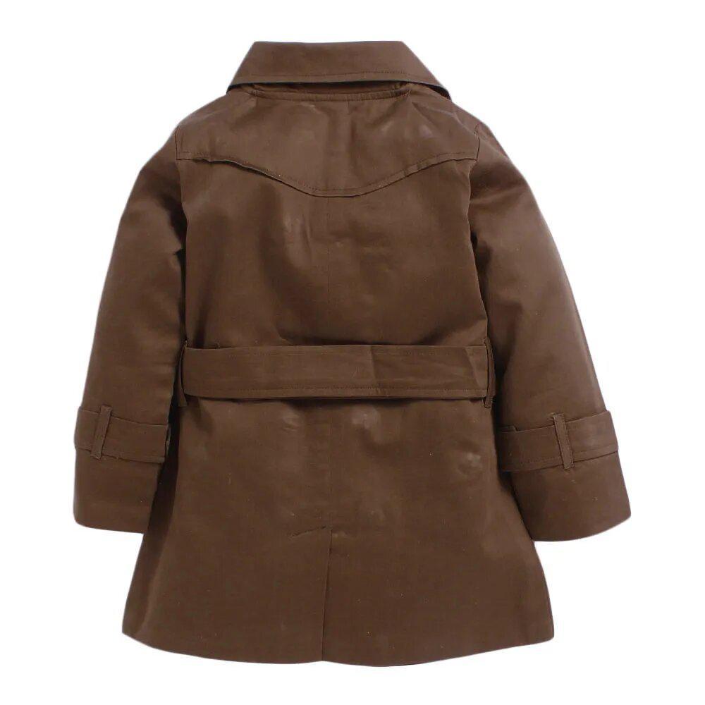 brown-shirt-dress-with-belt-10510043GR, Kids Clothing, Cotton,Modal Girl Dress