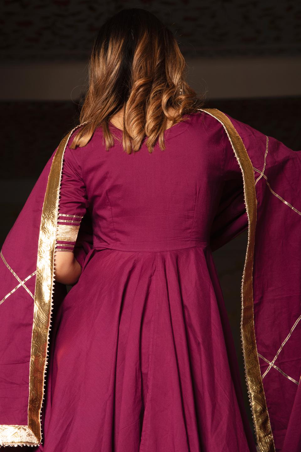 pure cotton anarkali dress Pure cotton Anarkali suit set Aashvi Couture