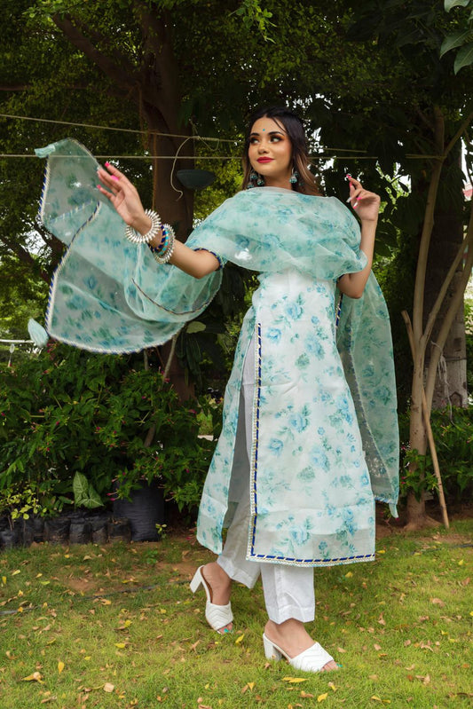 falak-chanderi-suit-set-11403217GR, Women Indian Ethnic Clothing, Chanderi Kurta Set Dupatta