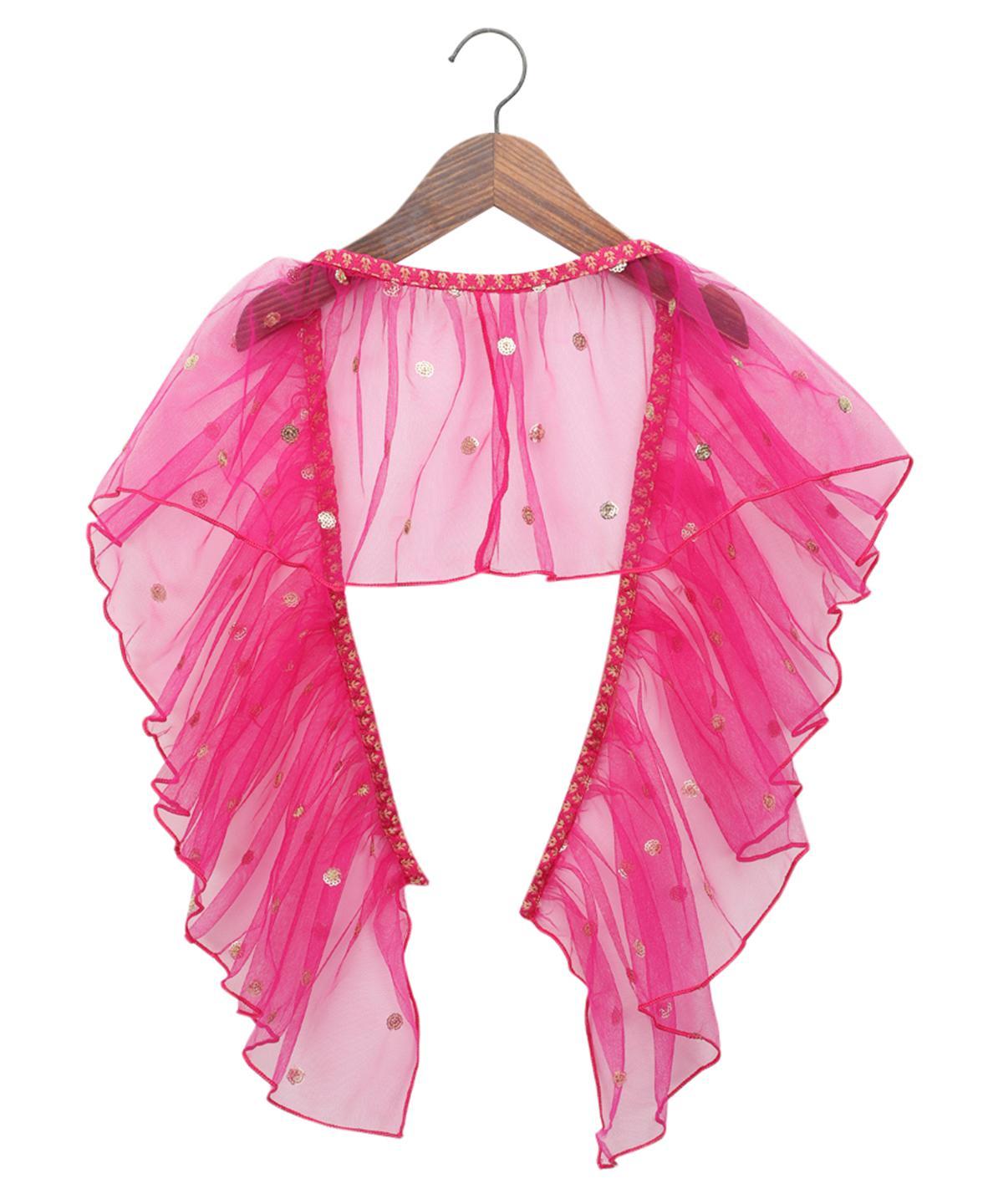 half-sleeves-pink-lehengas-and-blouses-set-10509006PK, Kids Clothing, Blended,Cotton,Net Girl Lehenga Set